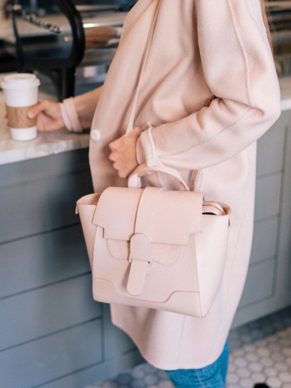 Senreve Mini Maestra Blush Leather Top-Handle Bag - Women